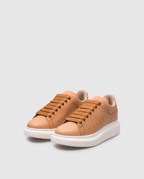 Alexander McQueen Коричневые кожаные кроссовки с логотипом логотип. 811362WHABB
