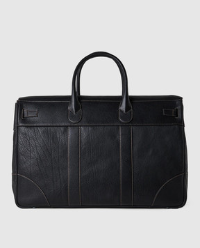 Brunello Cucinelli Черная кожаная дорожная сумка с логотипом MBZIBU071