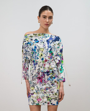 Roberto Cavalli Біла сукня з принтом DKT106