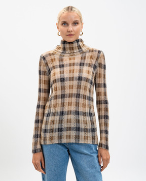 Twinset Бежевий светр з вовною в клітинку 252TT3490