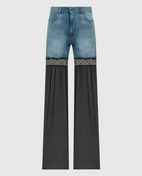 Nensi Dojaka Комбинированные джинсы с кружевом NDAW23DEN002