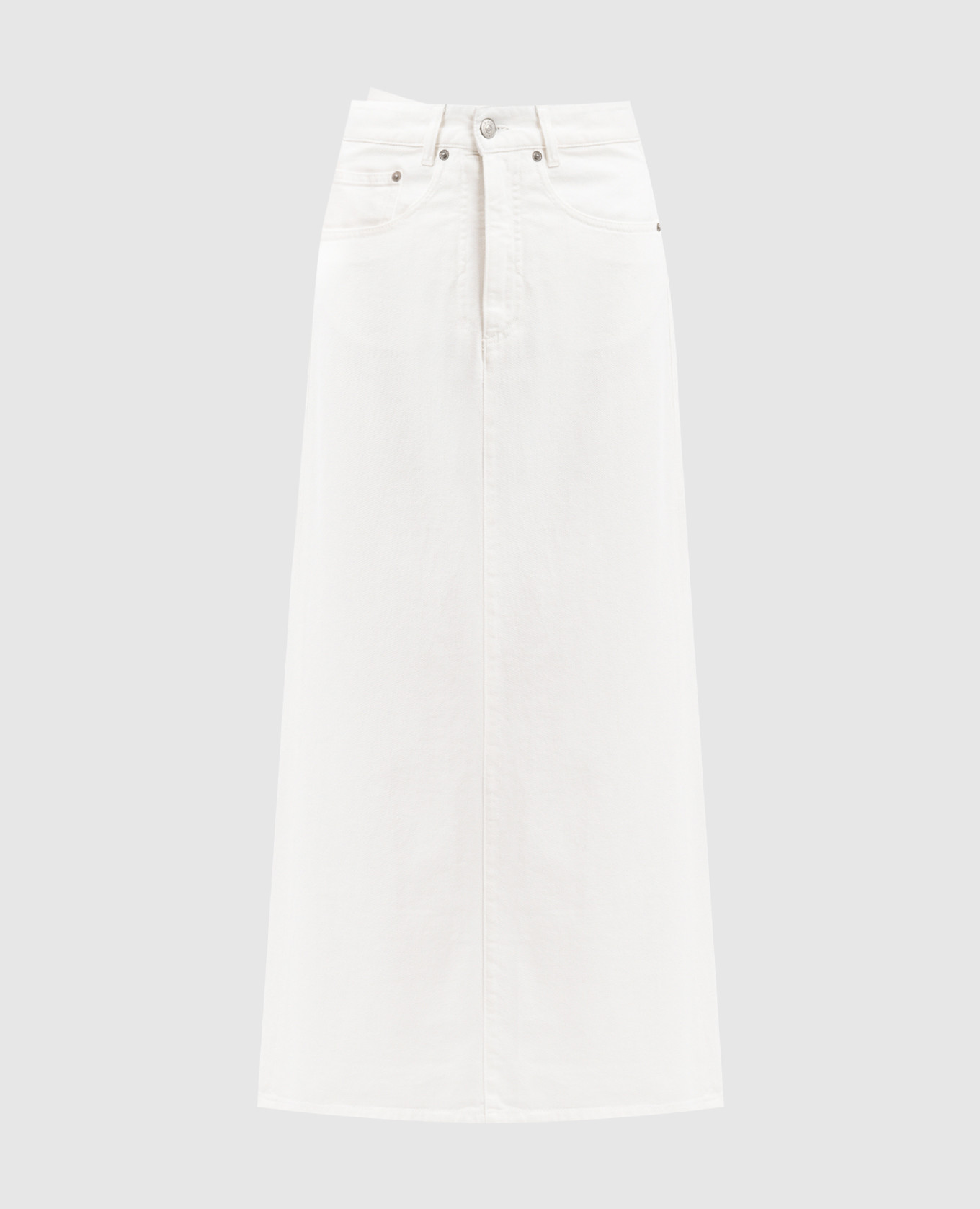 

Белая джинсовая юбка на запах, Белый, Юбки-а-силуэта