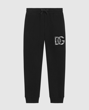 Dolce&Gabbana Детские черные джогеры с фактурной монограммой логотипа L4JPIGG7PEM812+