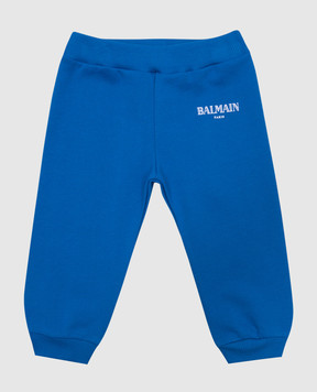 Balmain Детские синие джогеры с принтом логотипа BW6630Z1753