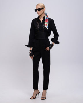 Dolce&Gabbana Чорна сорочка з мереживом F5T32TGDCWP