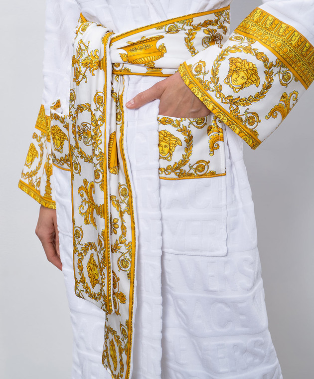 Versace Белый халат в узор Versace Allover с принтом Barocco ZACJ00008ZCOSP052 изображение 4