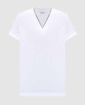 Brunello Cucinelli Біла футболка з ланцюжком моніль M0T18BD222
