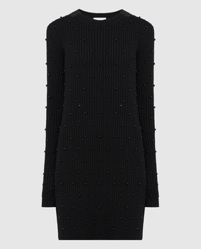 Helmut Lang Черное платье мини с бусинами O01HW721