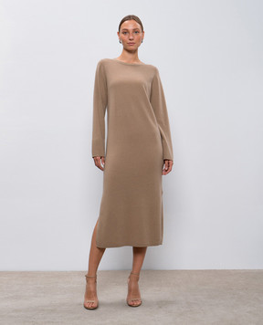 Allude Коричнева сукня міді з вовни та кашеміру 24517056
