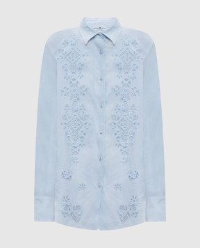 Ermanno Scervino Голубая блуза из льна D462K765YBY