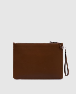Max Mara Коричневый кожаный клатч с логотипом CLASSICPOUCHM