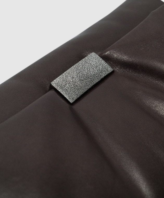Brunello Cucinelli Коричневая кожаная сумка-мессенджер с дутым эффектом MBDAD2608 изображение 5