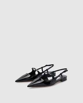 Jimmy Choo Черные кожаные лакированные слингбеки DIDI DIDIFLATPAT