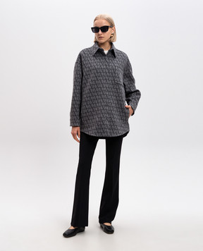 Valentino Серая двусторонняя куртка из шерсти и кашемира с узором Toile Iconographe 5B3CI1058MB