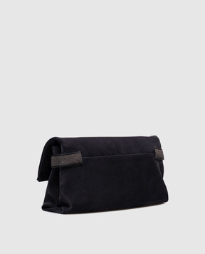 Brunello Cucinelli Синя замшева сумка Essence з ланцюжком моніль MBDLD2748P