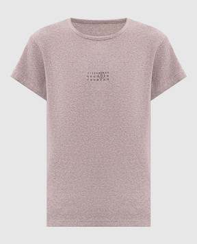 Maison Margiela MM6 Бежева футболка в рубчик з вовною з принтом S52GC0357M20122