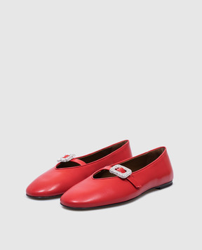 Giuseppe Zanotti Красные кожаные балетки Amanda с кристаллами. E560012