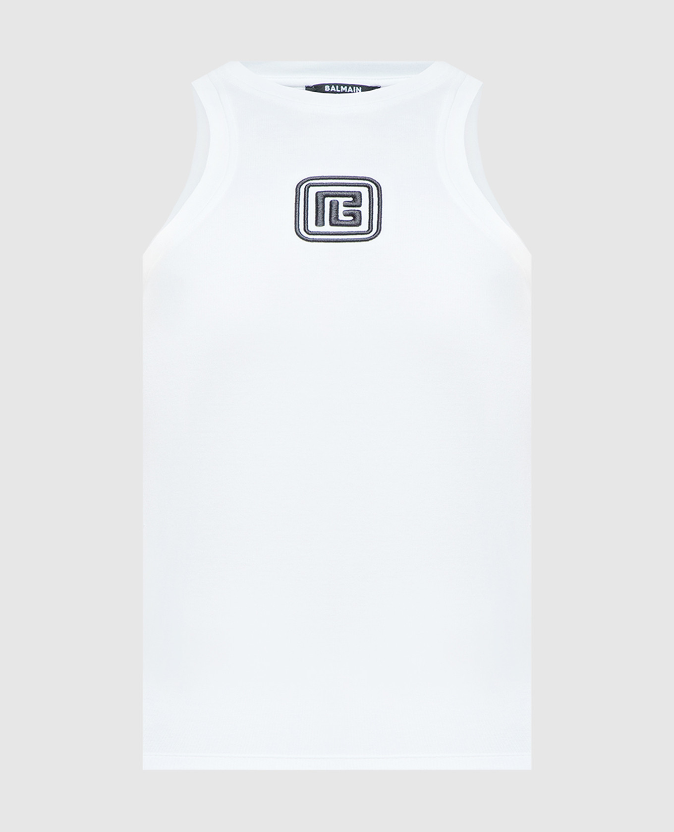 White top with logo embroidery