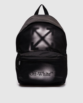 Off-White Детский черный рюкзак с принтом логотипа в стиле Spray OBNB001S25FAB001