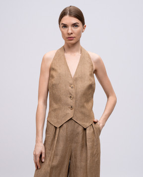 Max Mara Бежевый жилет SAURO из льна. SAURO