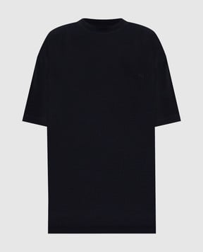 Vetements Чорна футболка з вишивкою логотипа UH76TR100Bw