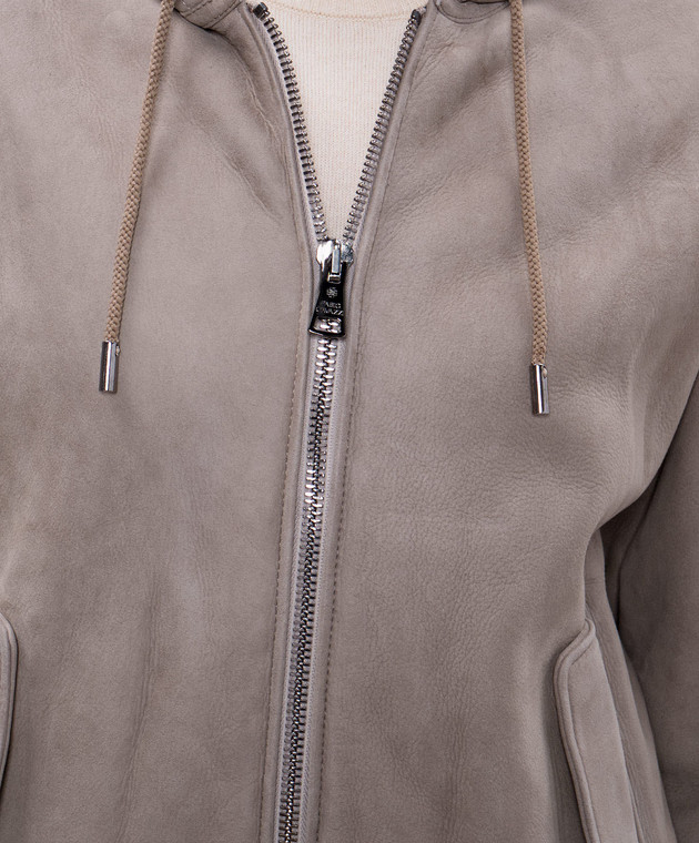 Fabio Gavazzi Бежевая дубленка с капюшоном FG1708 изображение 5