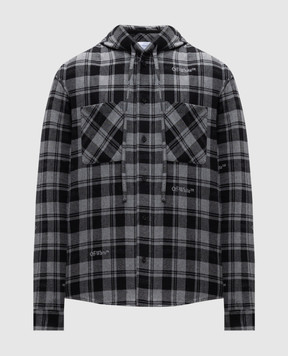 Off-White Сіра сорочка в клітинку з капюшоном OMGE031C99FAB001