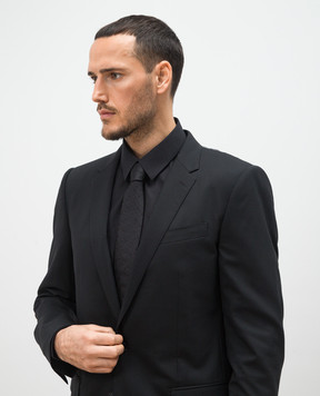 Dolce&Gabbana Черный галстук с шелком в шаблон логотипа DG GT149EG0JYR