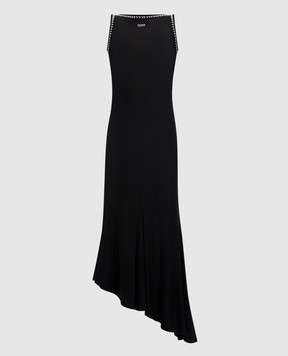 Off-White Чорна сукня в рубчик 20S асиметричного крою OWDB505F24JER001