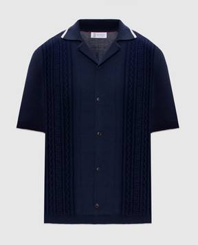 Brunello Cucinelli Синяя рубашка с узором M29203415