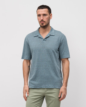 Canali Голубое поло из льна MJ02244T0870
