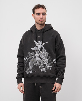 Off-White Черные худи Putti с принтом OMBB085S25FLE002