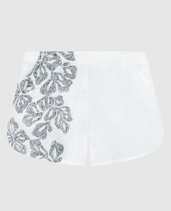 White linen shorts with embroidery