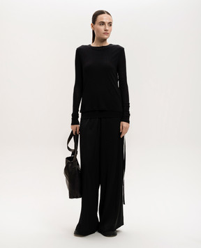 Ann Demeulemeester Черный лонгслив в рубчик B0011488FA570