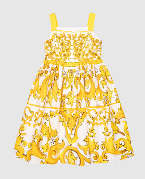 Dolce&Gabbana Дитяча біла сукня з принтом Майоліка L53DW3FI5JY812+