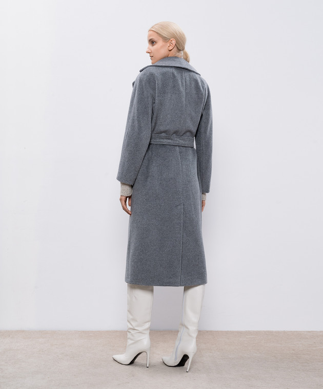 Max Mara Weekend Серое пальто на запах TEMPERA с шерстью альпаки TEMPERA изображение 4