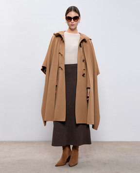 Max Mara Weekend Бежевое пальто из шерсти с пончо NICO