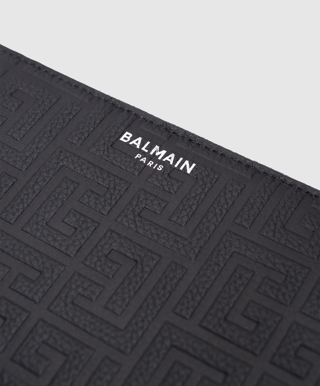 Balmain Чорний шкіряний гаманець з логотипом DM1OB062LPSE зображення 4