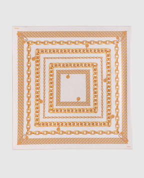 Versace Бежевый платок из шелка в брендовый принт Treasure 10016001A13782