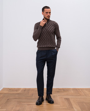 Bertolo Cashmere Коричневый джемпер из шерсти и шелка 9023890024285860