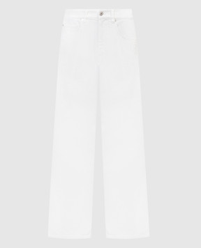 Brunello Cucinelli Білі джинси з проріхами з ланцюжком моніль MB030P5808