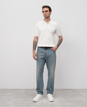 Balmain Блакитні джинси з ефектом потертості FH1MI083DF81