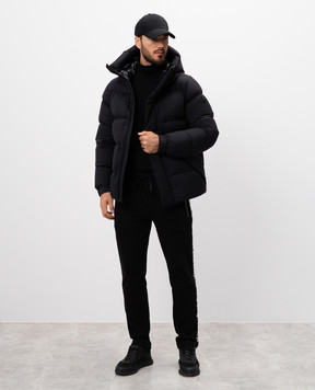Moncler Черные спортивные брюки с брендированной тесьмой J20918H00019V8183