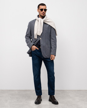 Brunello Cucinelli Сині джинси з вишивкою емблеми логотипа M0Z37X1290