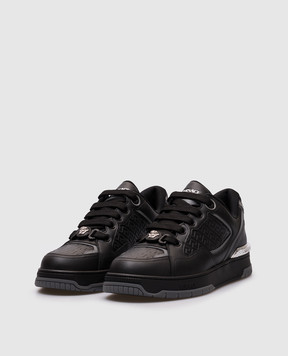Versace Черные кожаные кроссовки Greca 10205931A14615
