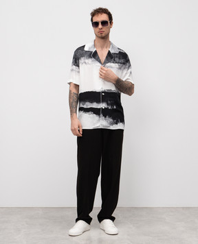 Balmain Сіра сорочка в принт Moon з логотипом EH0HN087VI27