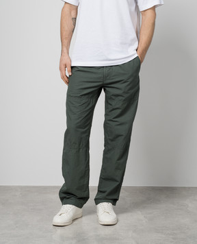 Stone Island Зелені штани з льоном з нашивкою логотипа 801532201