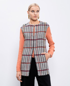 Twinset Твидовый жилет с шерстью в клетку PA826G
