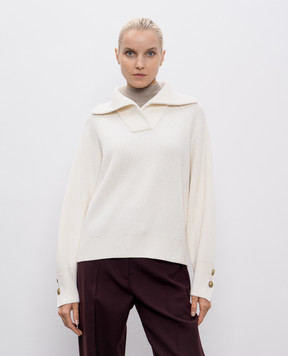 Brunello Cucinelli Бежевий светр з вовни, кашеміру та шовку M16725102