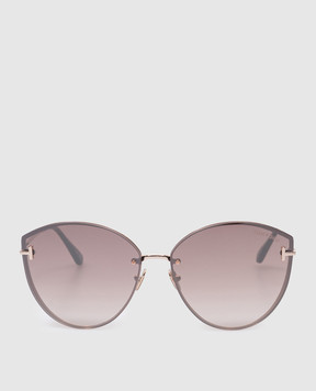 Tom Ford Золотисті сонцезахисні окуляри EVANGELINE з логотипом FT1106
